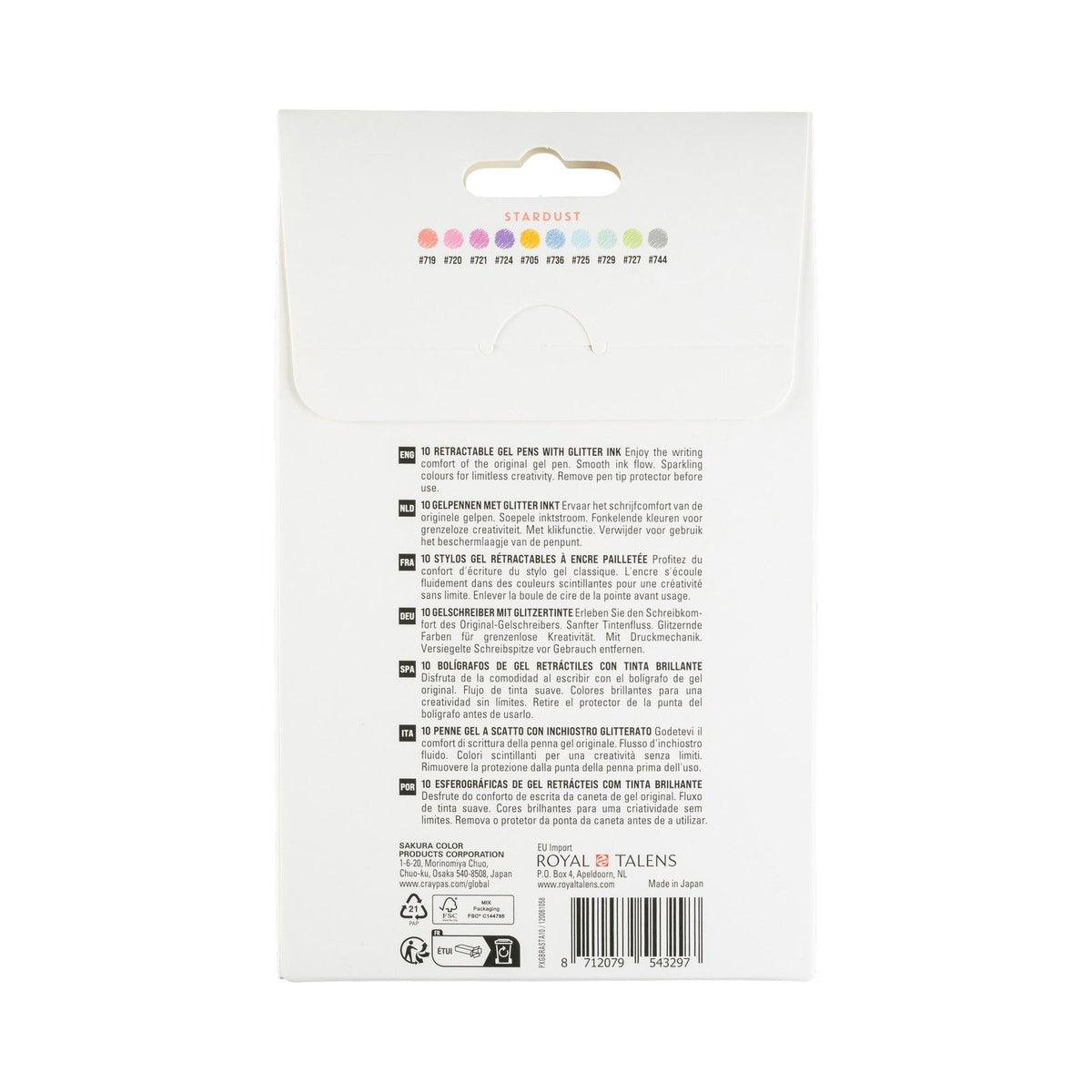 Sakura • ensemble de poussière d'étoile rétractable Gelly Roll 10 pièces