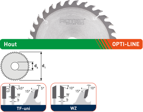 Lame de scie circulaire Rotec opti-line hm pour machines portatives | ø160x2,2x20 | z=48 | tf-uni - 553.0132