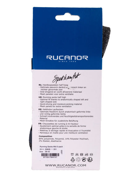 Rucanor Running Choches Long 2-Pack Black Taille 35-38