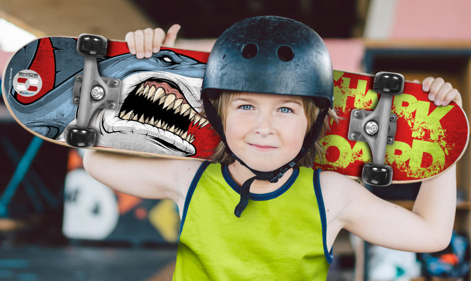 Contrôle des patins - Shark Skateboard Junior Wood PVC Bleu rouge