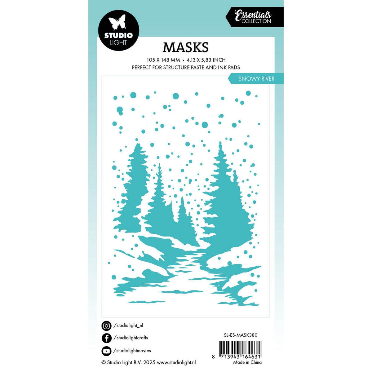 Lampe de studio • masque essentiel de la rivière enneigée 105x148x1mm