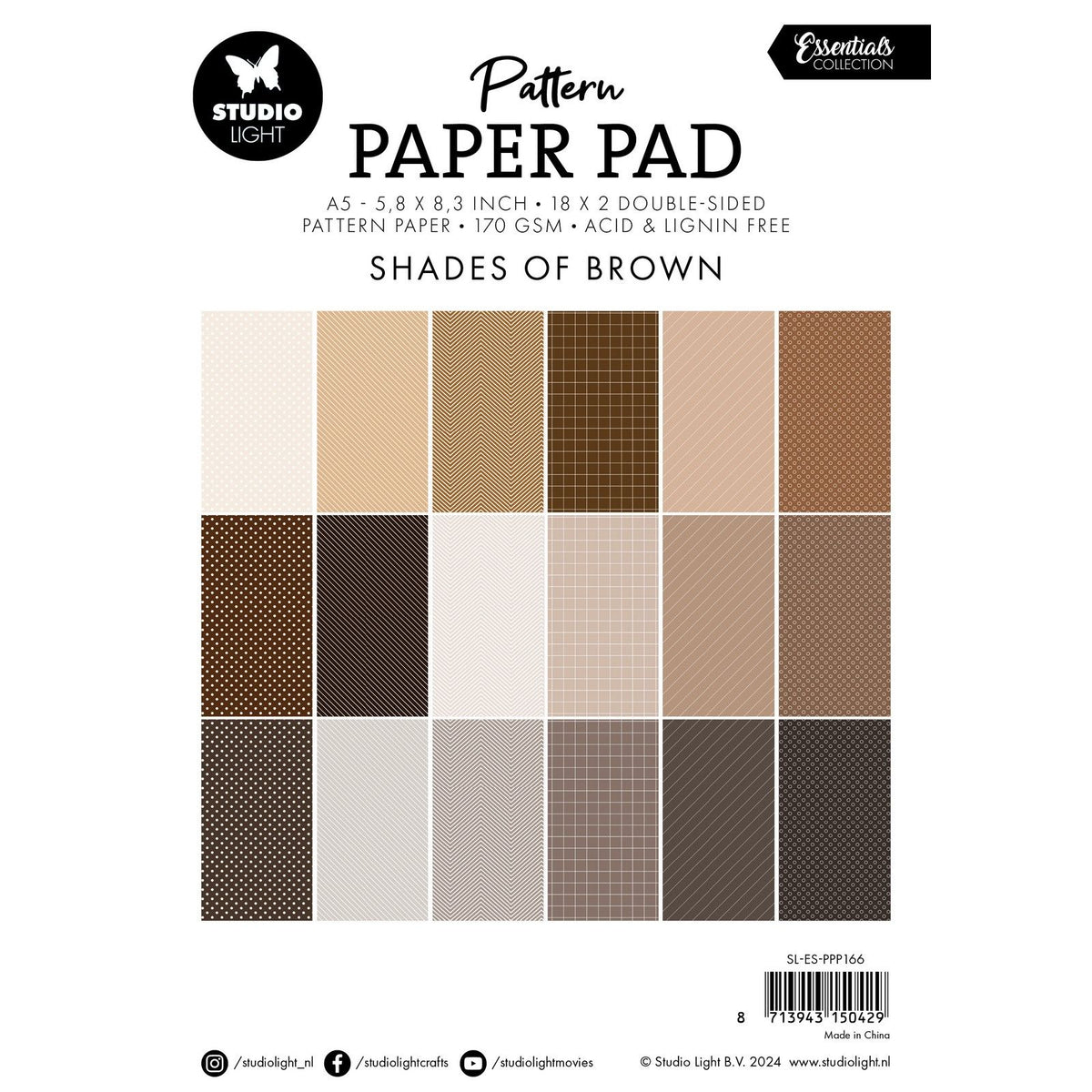 Studio Light • Bloc de papier à motifs essentiels nuances de marron