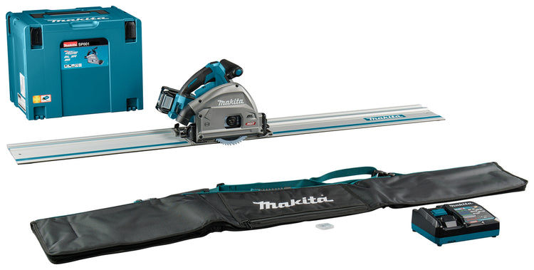 Makita sp001gm102 | Scie circulaire plongeante 40 v max | 165 mm | Batterie 4,0 Ah | chargeur rapide | dans mbox | avec émetteur AWS | rail de guidage | 1500mm-sp001gm102