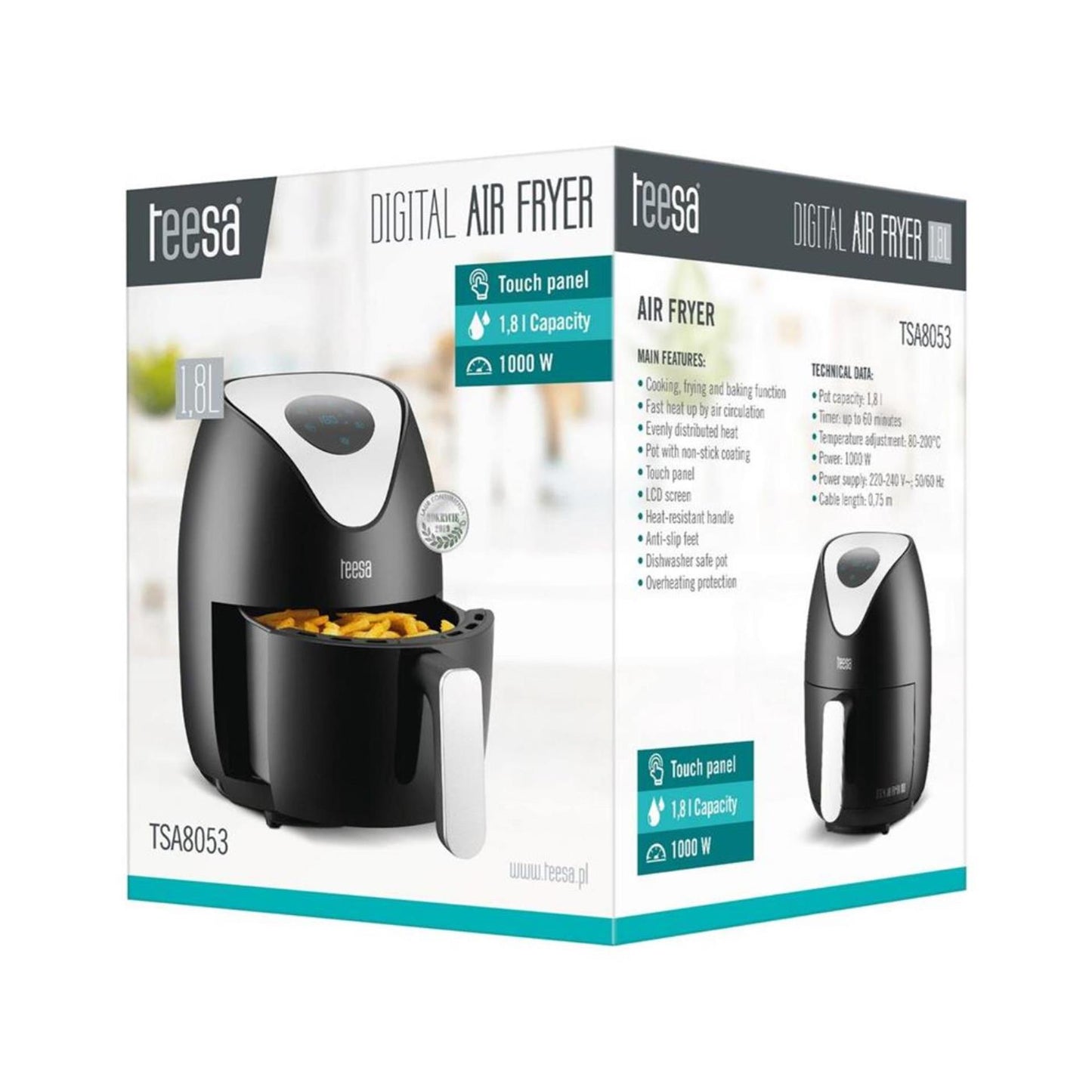 Friteuse à air numérique Teesa 1,8l noir
