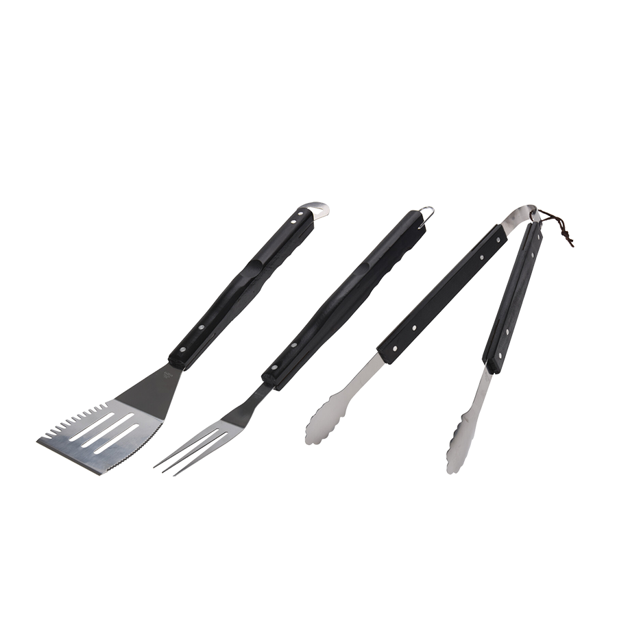 Vaggan ensemble d'ustensiles de barbecue 3 pièces noir