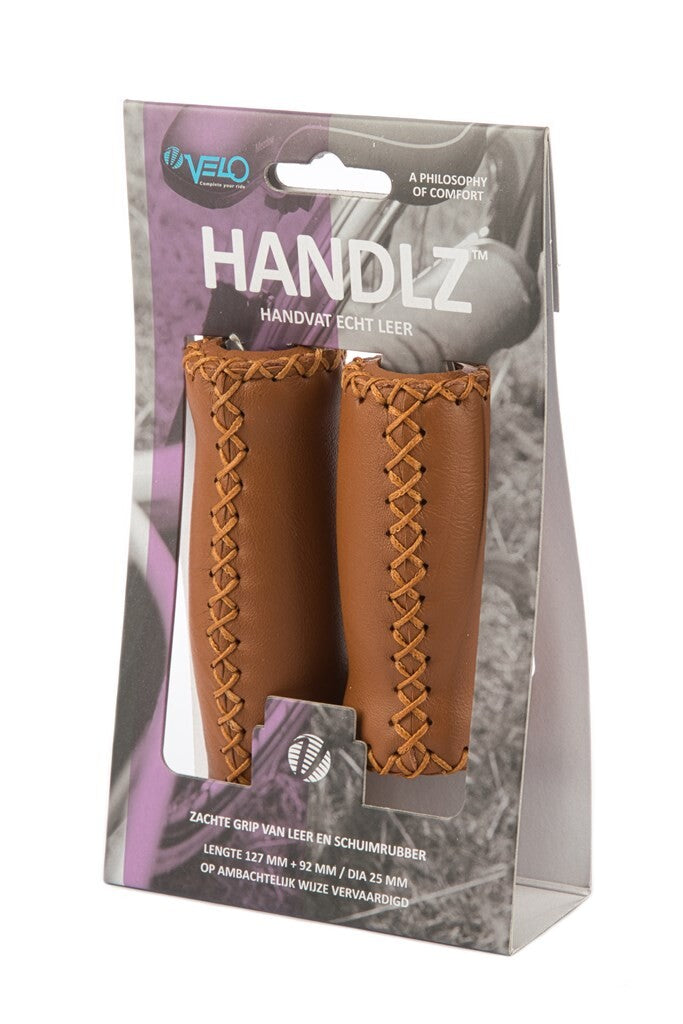 Poignée Velo en cuir 92 127mm Marron - Cuir véritable
