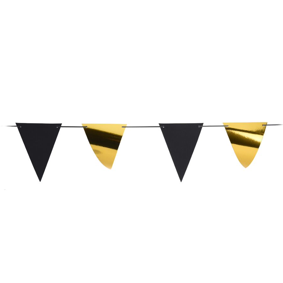 Ligne de drapeau or noir 600cm