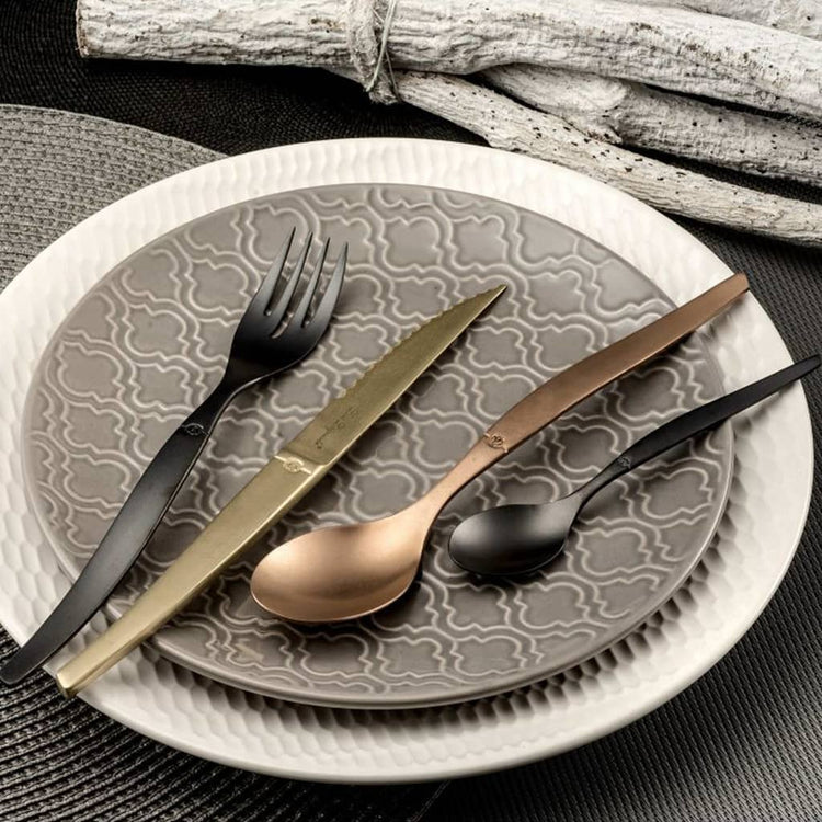 Lou Laguiole Lou Laguiole Cutlery en 16 parties Set Jet Stonewash Champagne