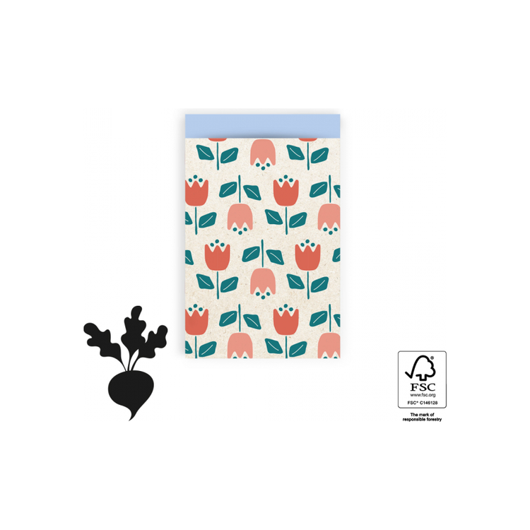 Sacs-cadeaux House of Products Tulips Sky Blue 12x19cm 200st