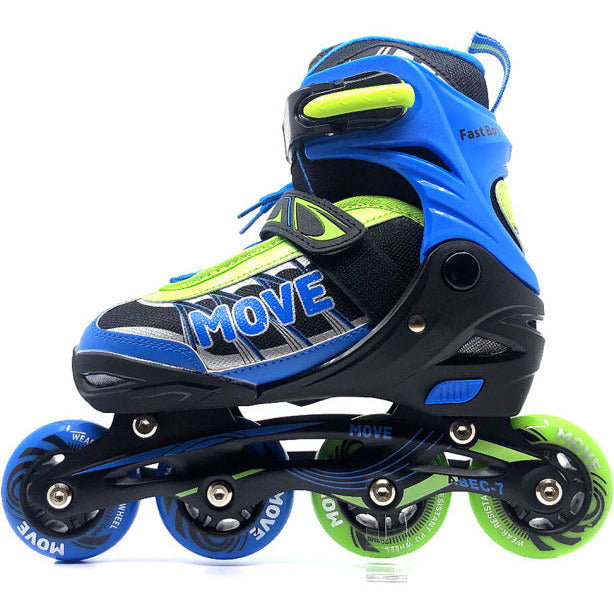 Skates en ligne semi-doux réglables Green bleu taille 30-33