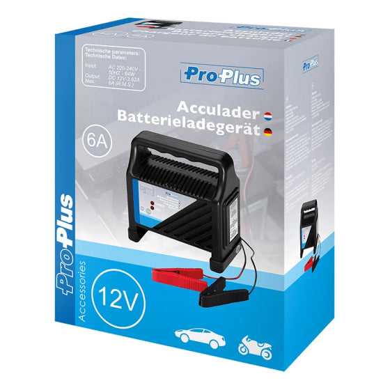 Chargeur de batterie ProPlus 12 volts 6 ampères 20 + ah noir