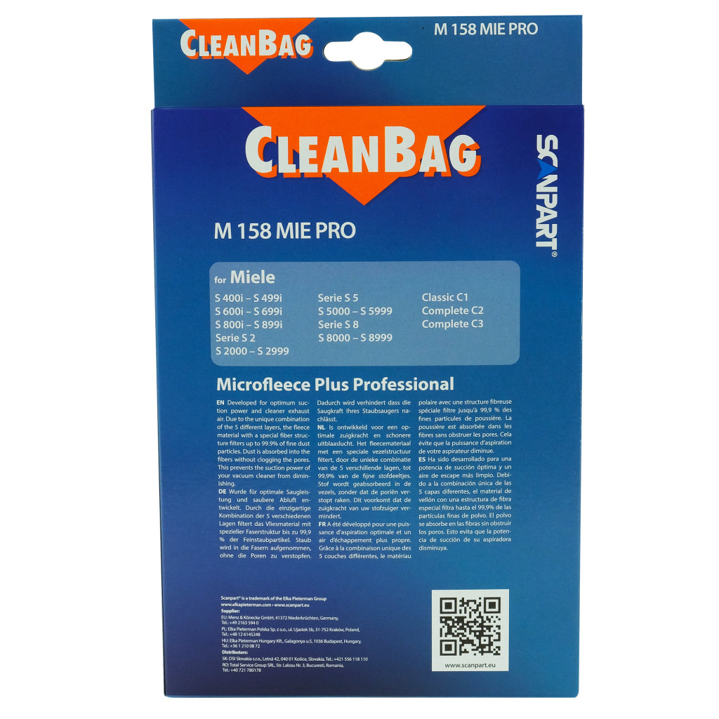 ScanPart ScanPart Cleanbag Dust Sac M 158 Mie Pro Miele 5 pièces