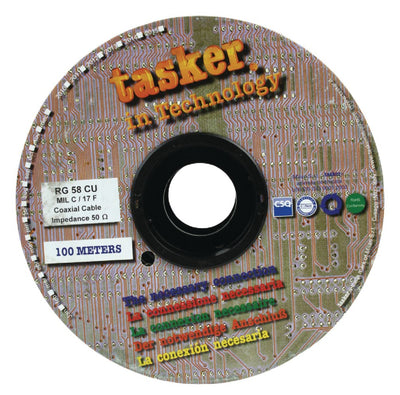 Tasker Tasker TASR-RG58CU Cable COAX sur Haspel RG58 5,0 mm 100 m noir