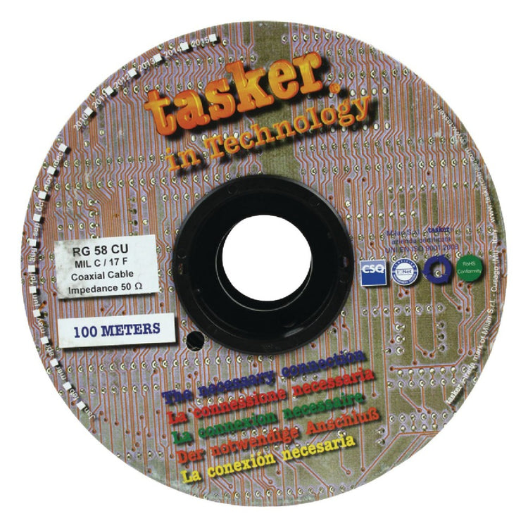 Tasker Tasker TASR-RG58CU Cable COAX sur Haspel RG58 5,0 mm 100 m noir