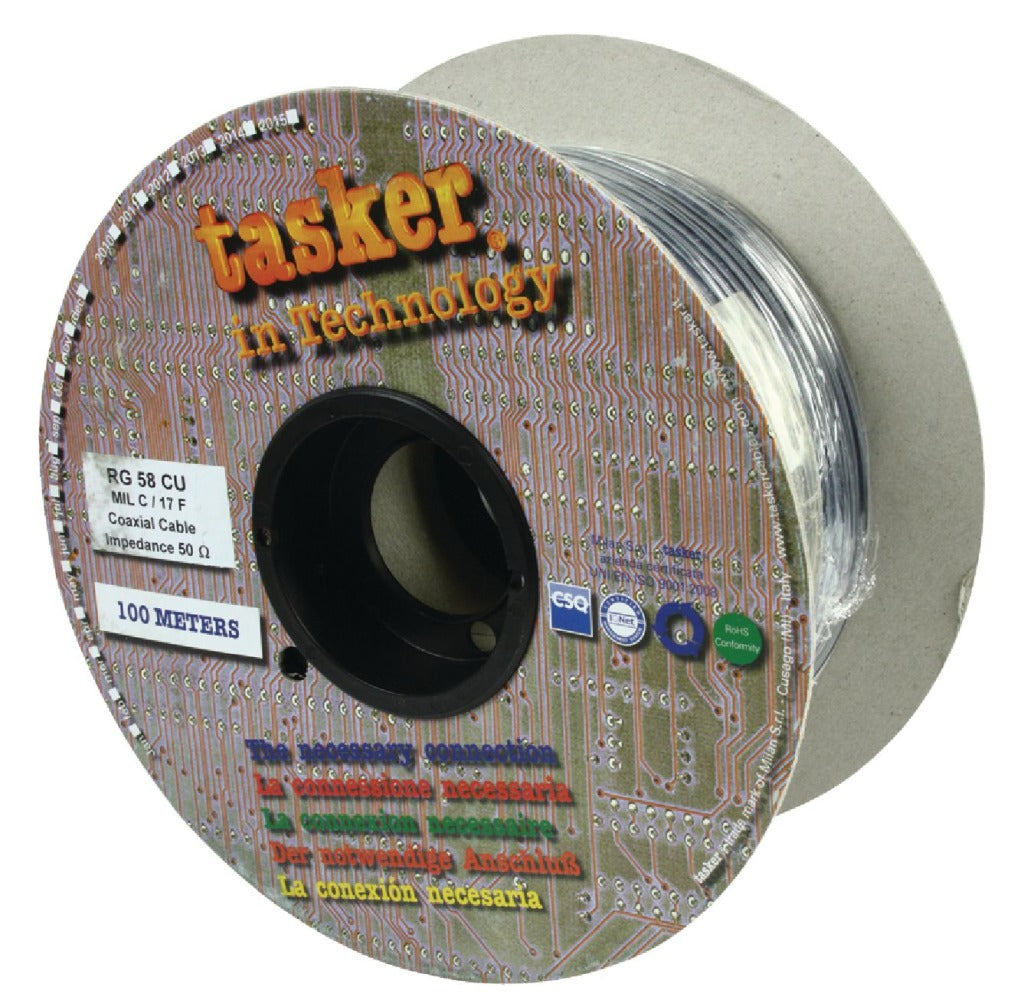 Tasker Tasker TASR-RG58CU Cable COAX sur Haspel RG58 5,0 mm 100 m noir