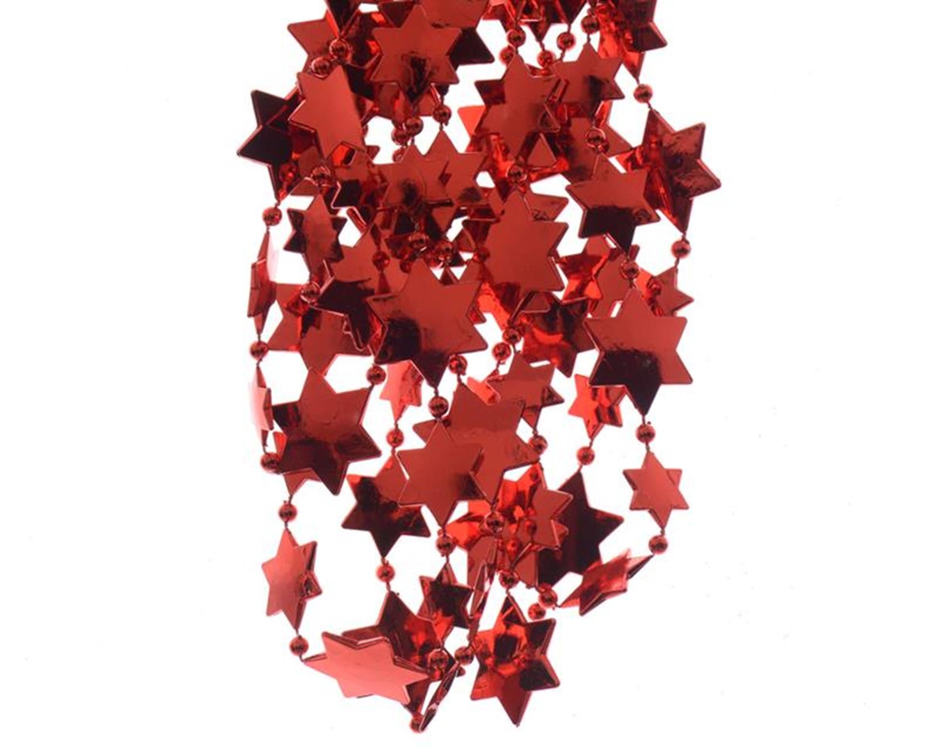 Decoris guirlande de perles étoile l270cm rouge