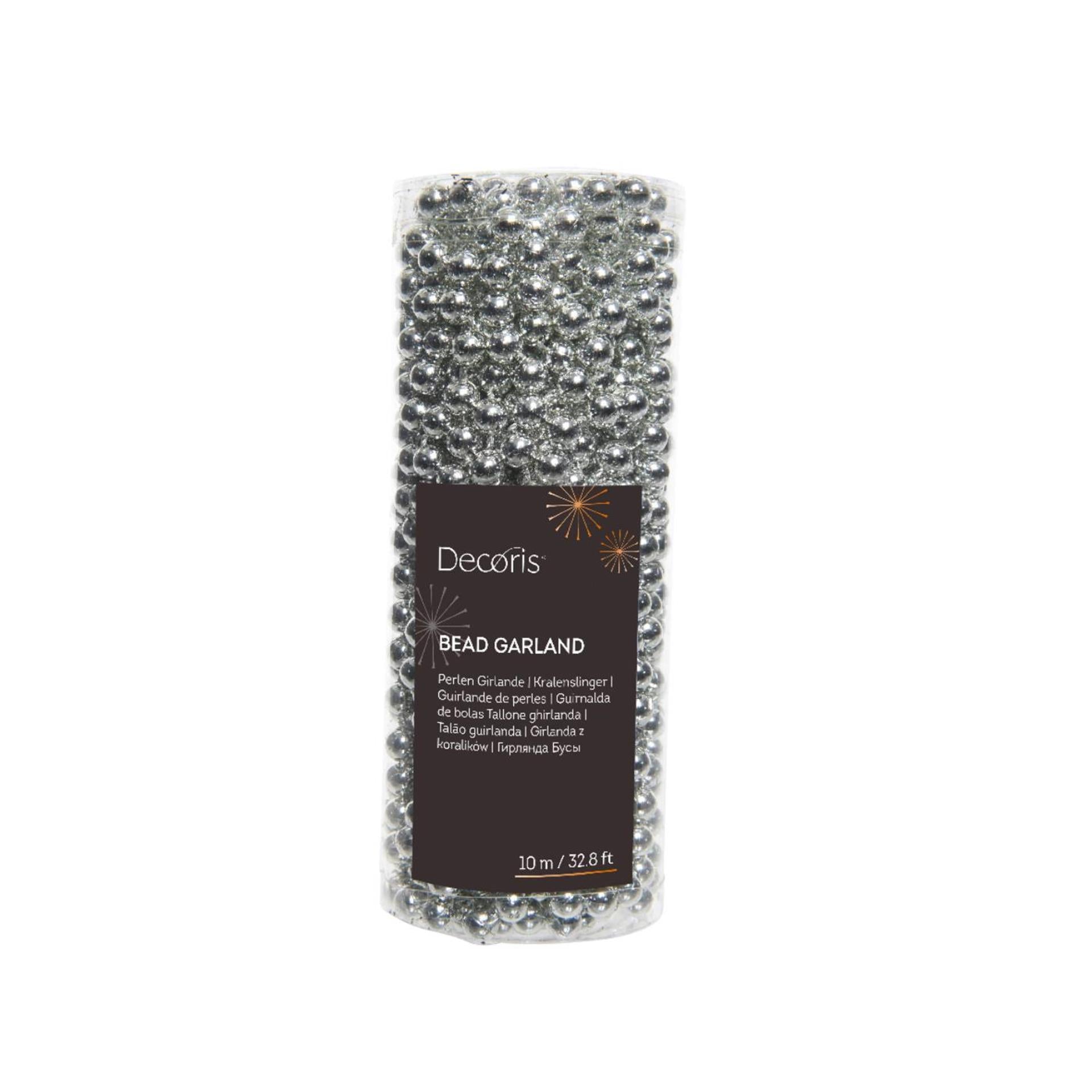 Guirlande de perles Decoris argent brillant 10 mètres