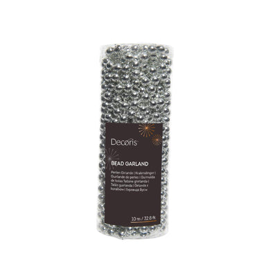Guirlande de perles Decoris argent brillant 10 mètres