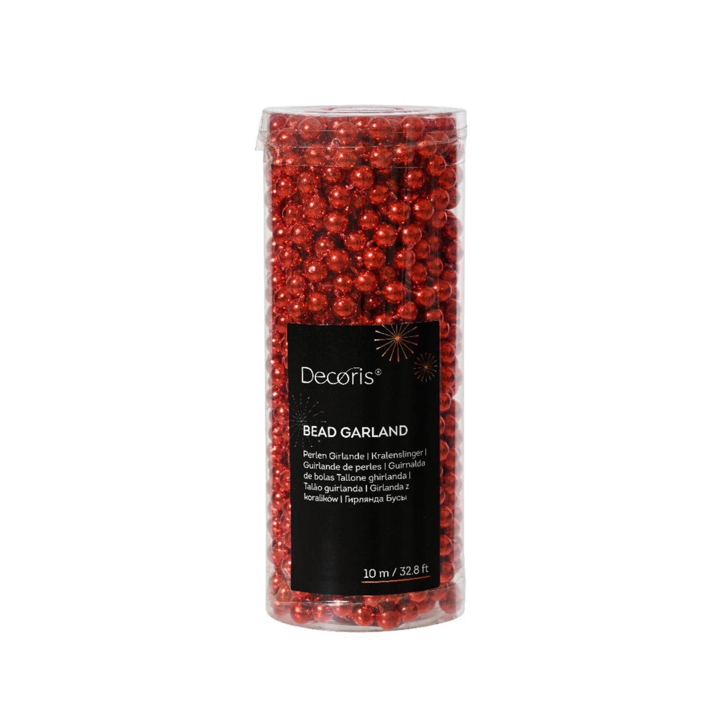 Guirlande de perles Decoris brillant Noël rouge 10 mètres