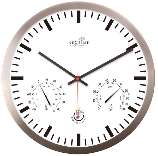 Nextime Nextime NE-90513WI Horloge murale + station météo 25 cm White RC aluminium