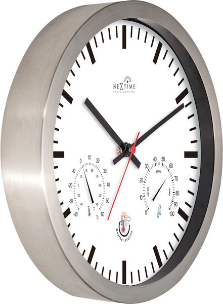 Nextime Nextime NE-90513WI Horloge murale + station météo 25 cm White RC aluminium