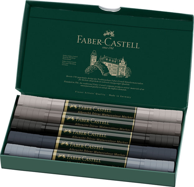 Faber Castell Faber Castell FC-160306 WK25Aquarel Marker FC Albrechtdürer 5 pièces tons gris
