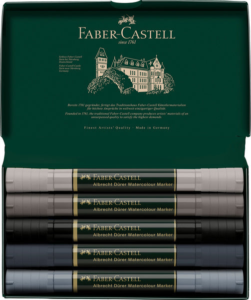 Faber Castell Faber Castell FC-160306 WK25Aquarel Marker FC Albrechtdürer 5 pièces tons gris