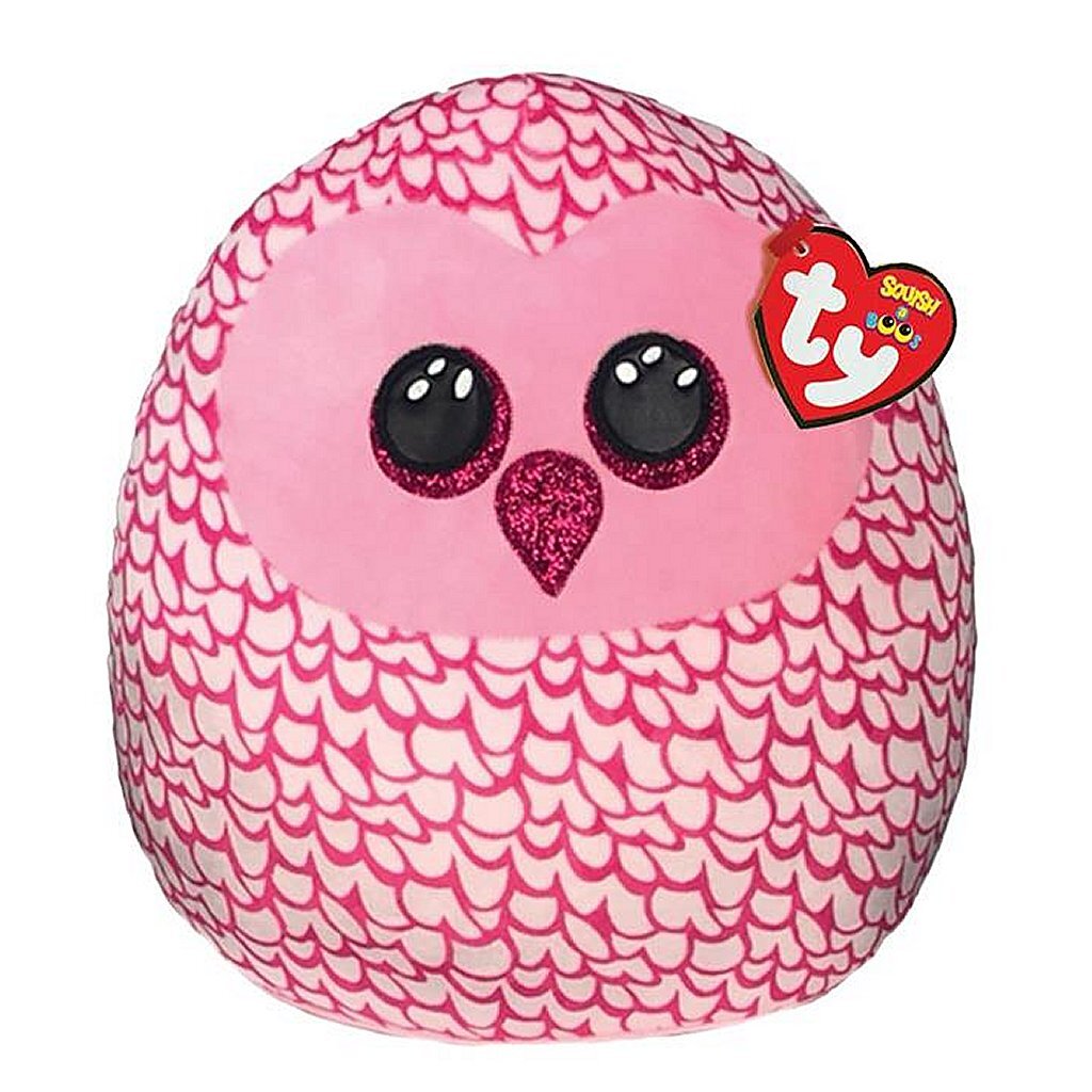 Ty ty squish a boo câlins coussin hibou rose 23 cm