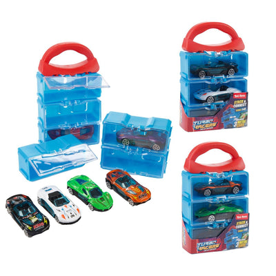 Mallette de rangement Toi-toys turbo racers avec 3 voitures en métal