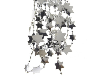 Decoris guirlande de perles étoile l270cm argent