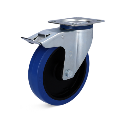 Torwegge roulette pivotante avec frein caoutchouc bleu ø125 plastique