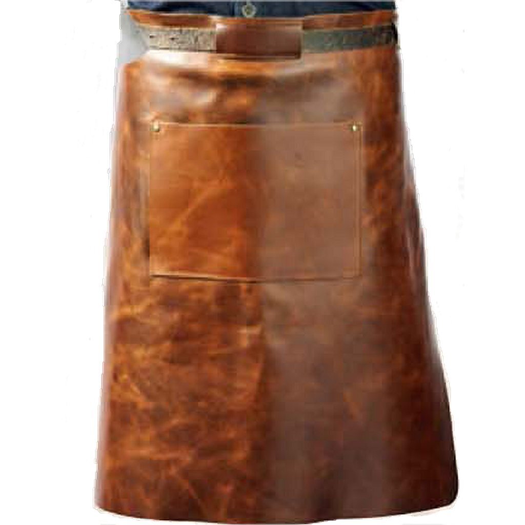 Tablier de barbecue en cuir Vitello Vitello avec sac 60 cm de long cognac