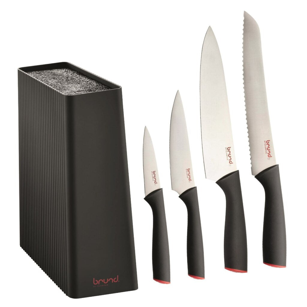 Brund Brund Easy Cut Knife Block 5 pièces Black Red
