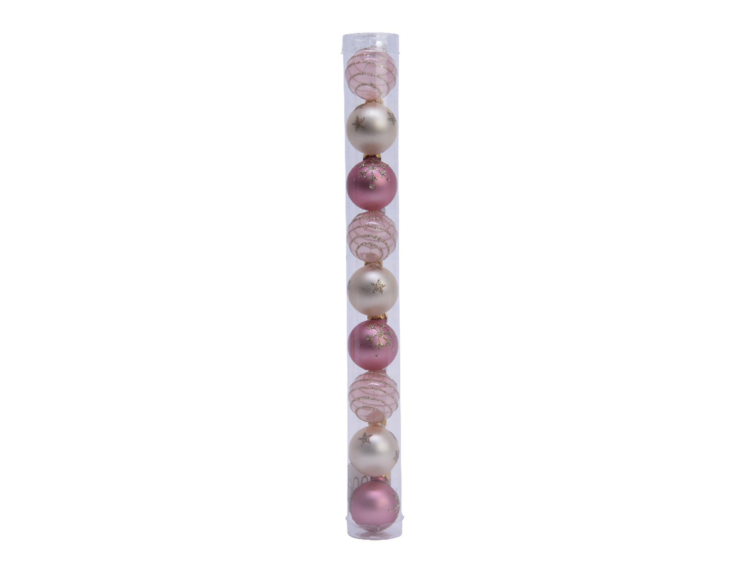 Decoris Boules de Noël 3cm 9 pièces verre rose champa