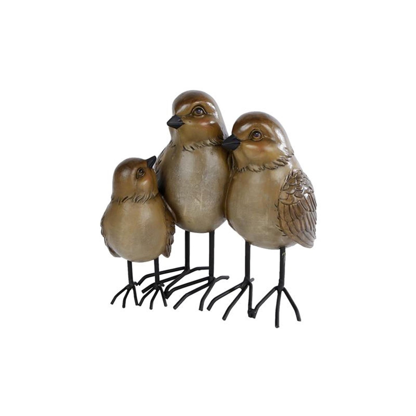 Cosydecor sculpture 3 oiseaux polystone marron