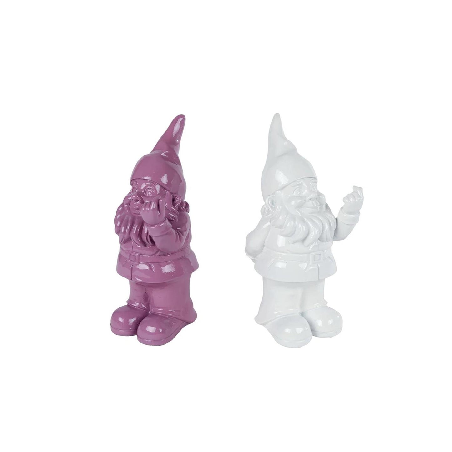 Tirelire gnome lilas blanc poly 7x6x20cm