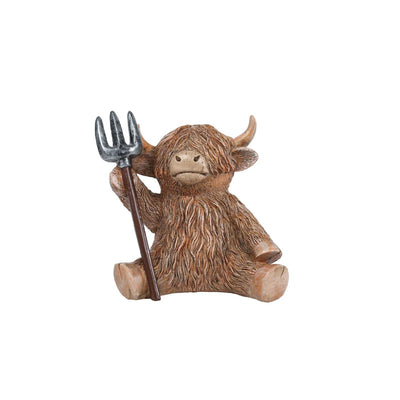 Sculpture highlander marron polystone 10x8x12cm