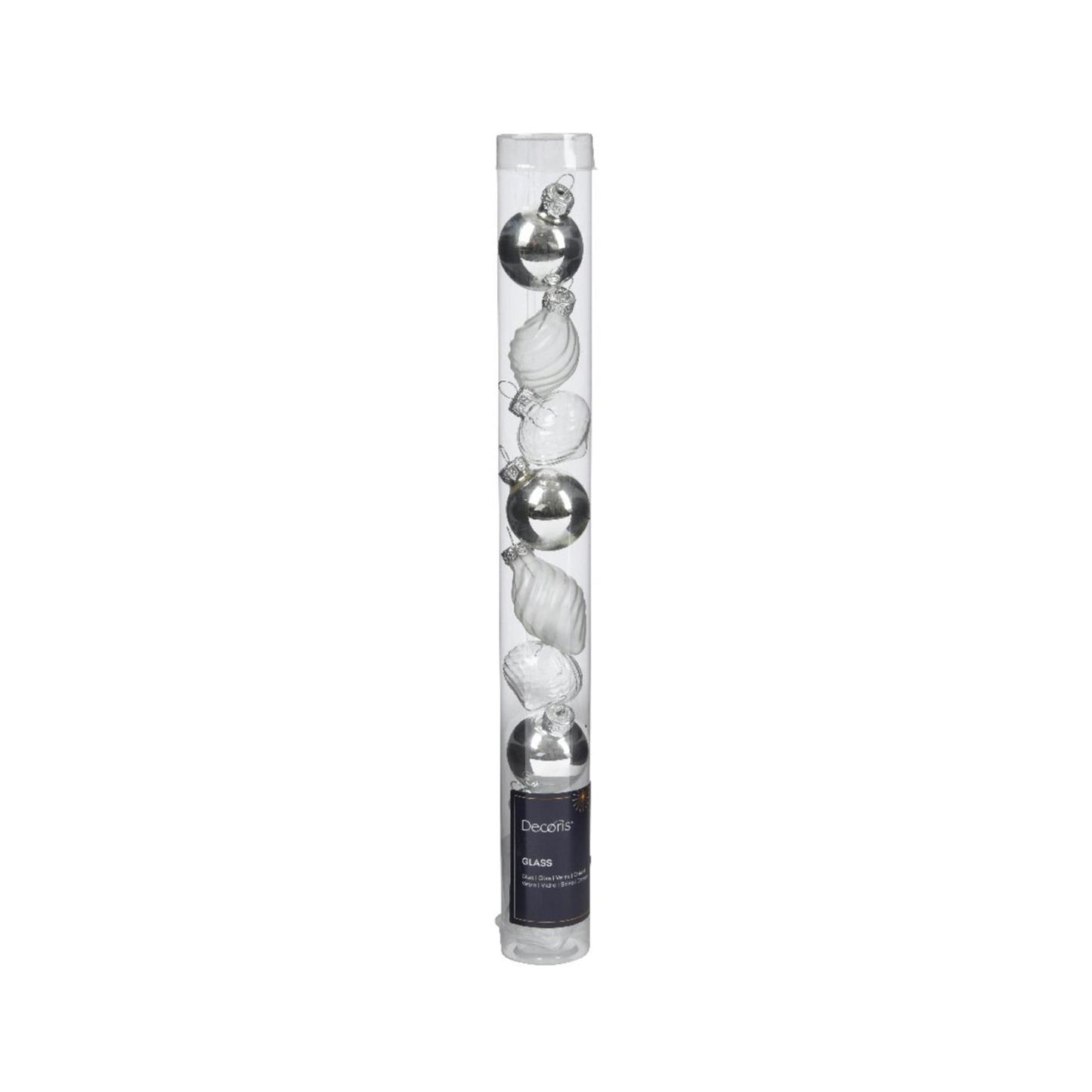 Decoris Boules de Noël mini dia3cm verre argent 9pcs