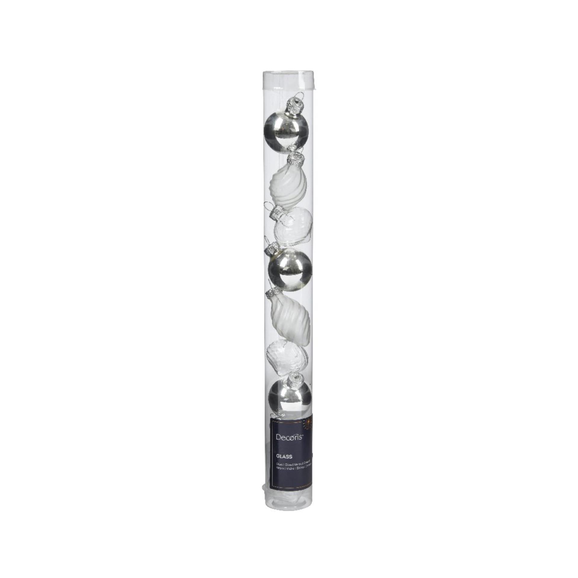 Decoris Boules de Noël mini dia3cm verre argent 9pcs