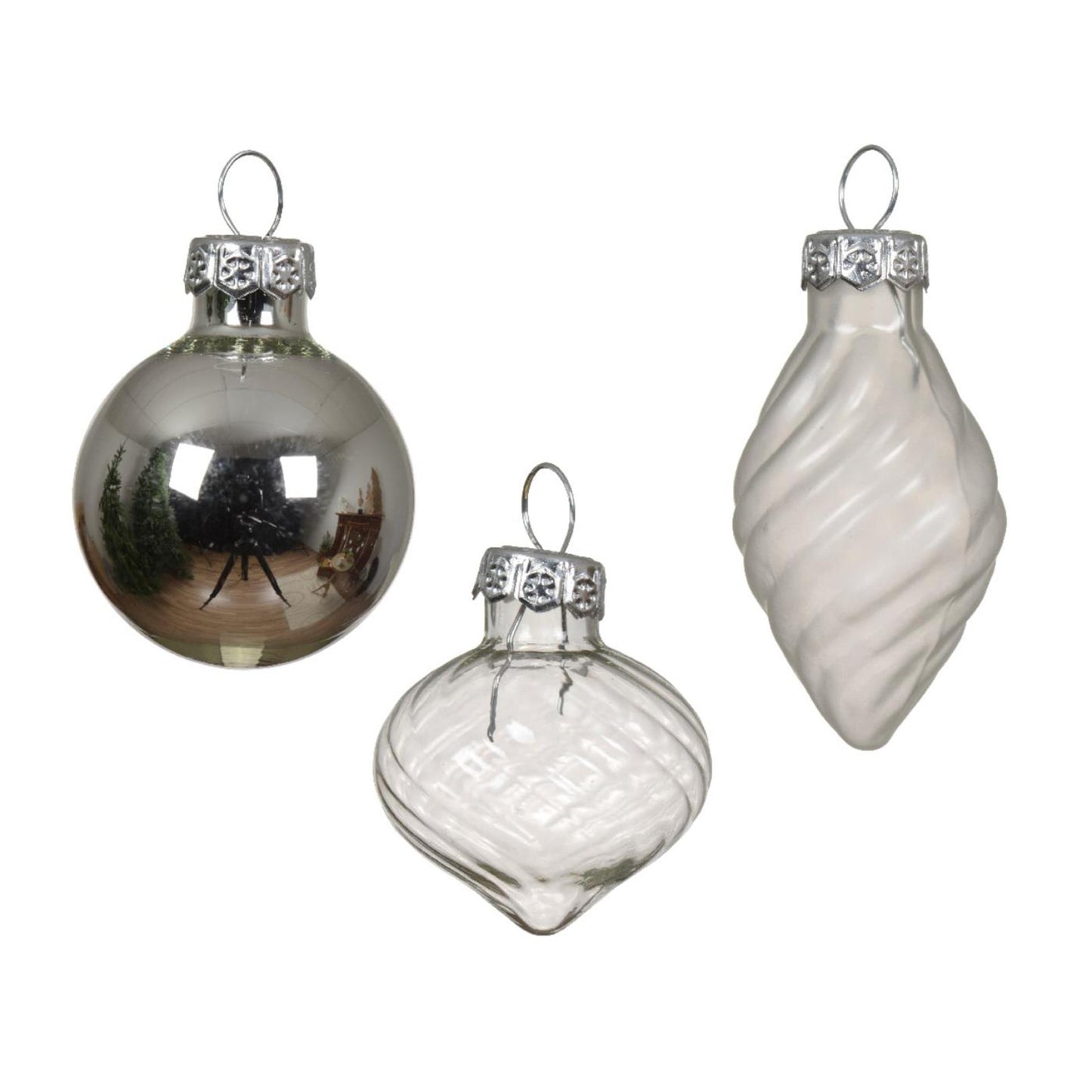 Decoris Boules de Noël mini dia3cm verre argent 9pcs