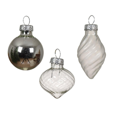 Decoris Boules de Noël mini dia3cm verre argent 9pcs