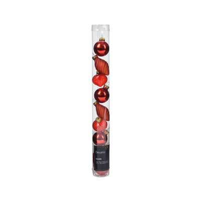 Decoris Boules de Noël mini dia3cm verre rouge 9pcs