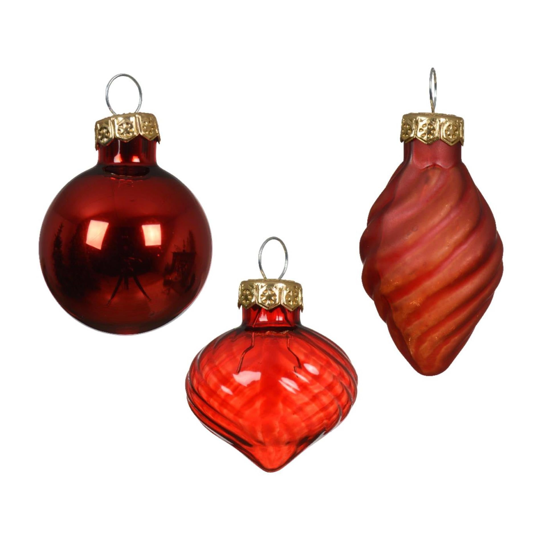 Decoris Boules de Noël mini dia3cm verre rouge 9pcs