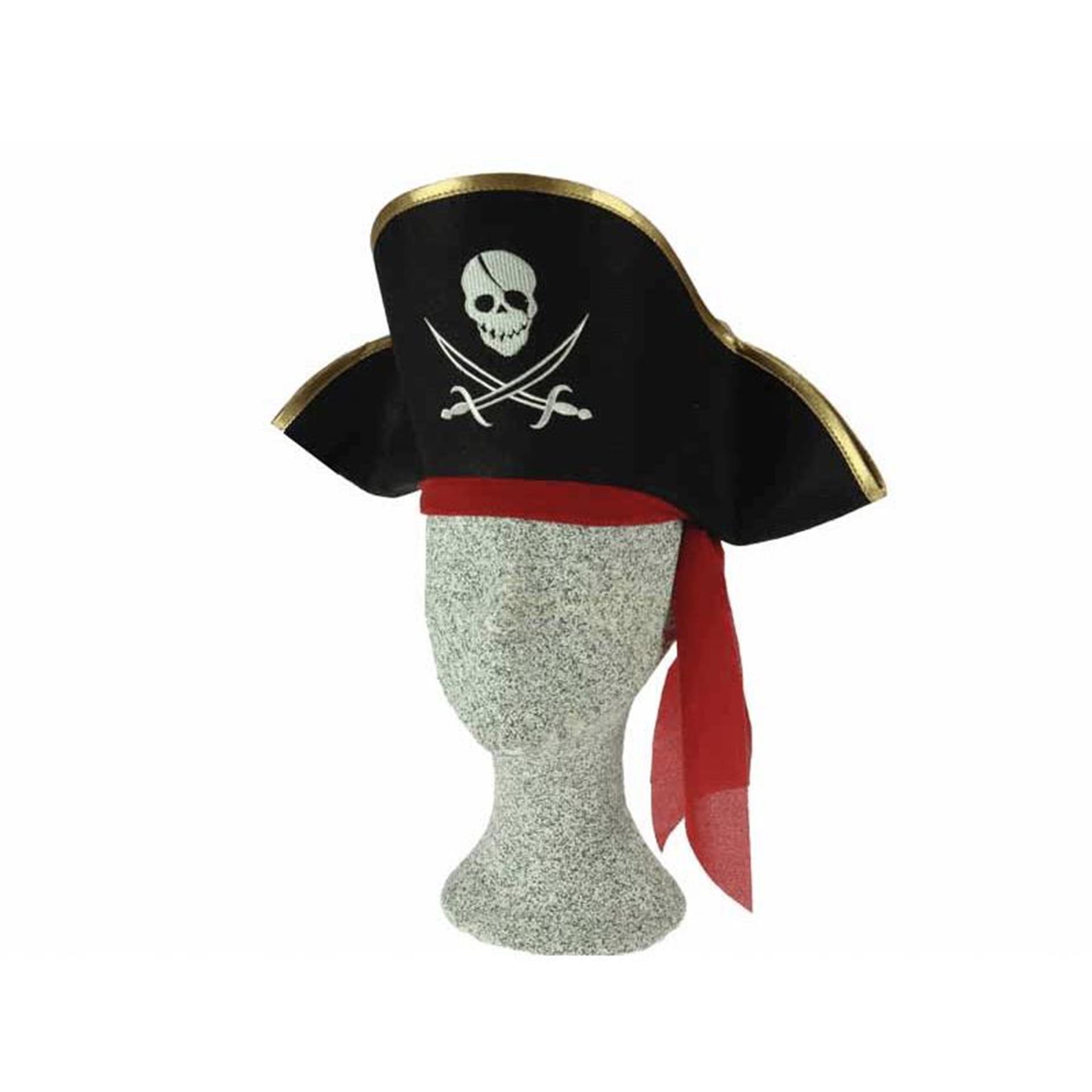 Gerkimex chapeau de pirate brodé 43x23x15cm