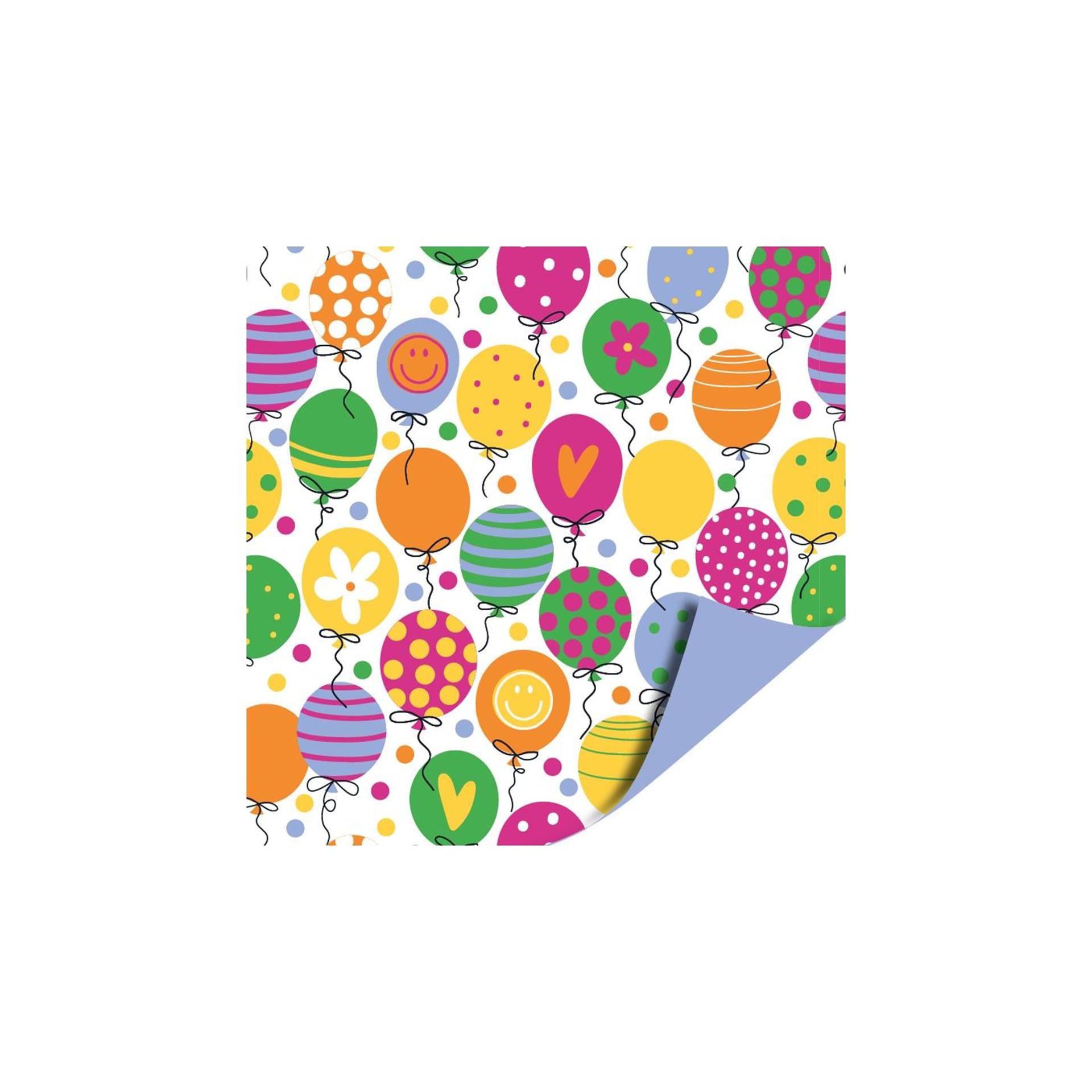 Plan de caisse papier cadeau enduit double face 50cm 100m - ballons bleus