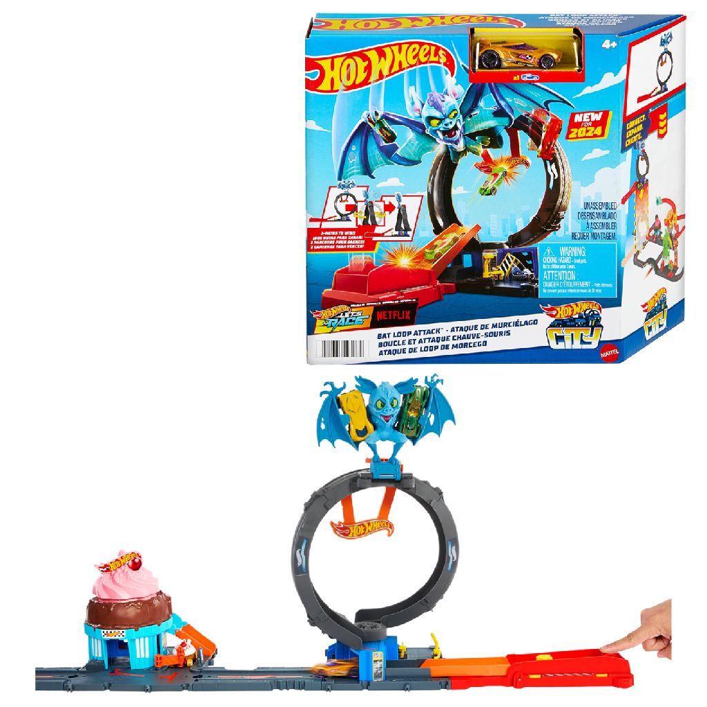 Set jeu de boucle d'attaque de chauve-souris Hot Wheels