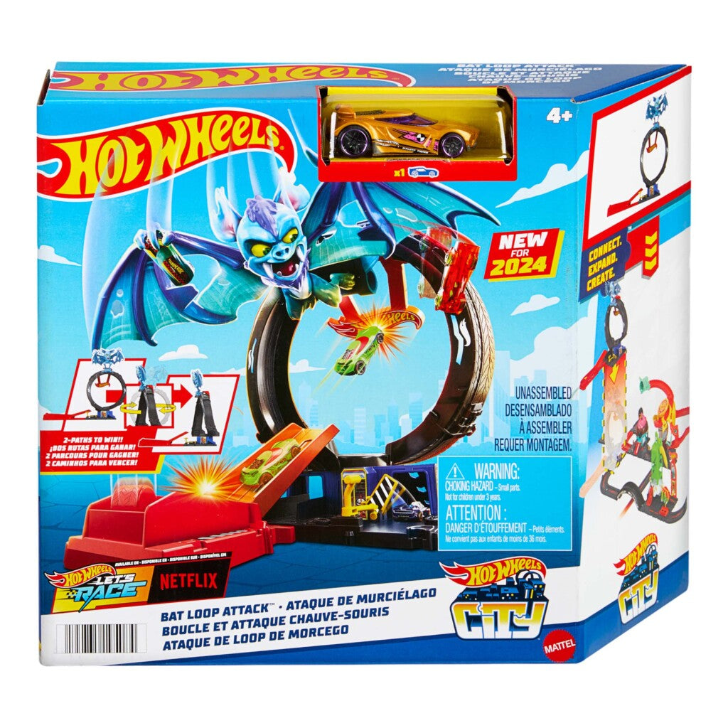 Set jeu de boucle d'attaque de chauve-souris Hot Wheels