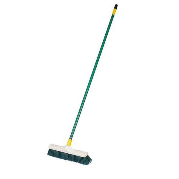 Balai d'écurie 40cm plastique vert manche métal complet 150cm