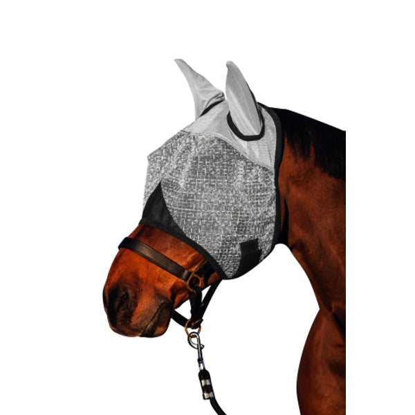 Masque anti-mouches avec oreilles gris clair taille Shetty