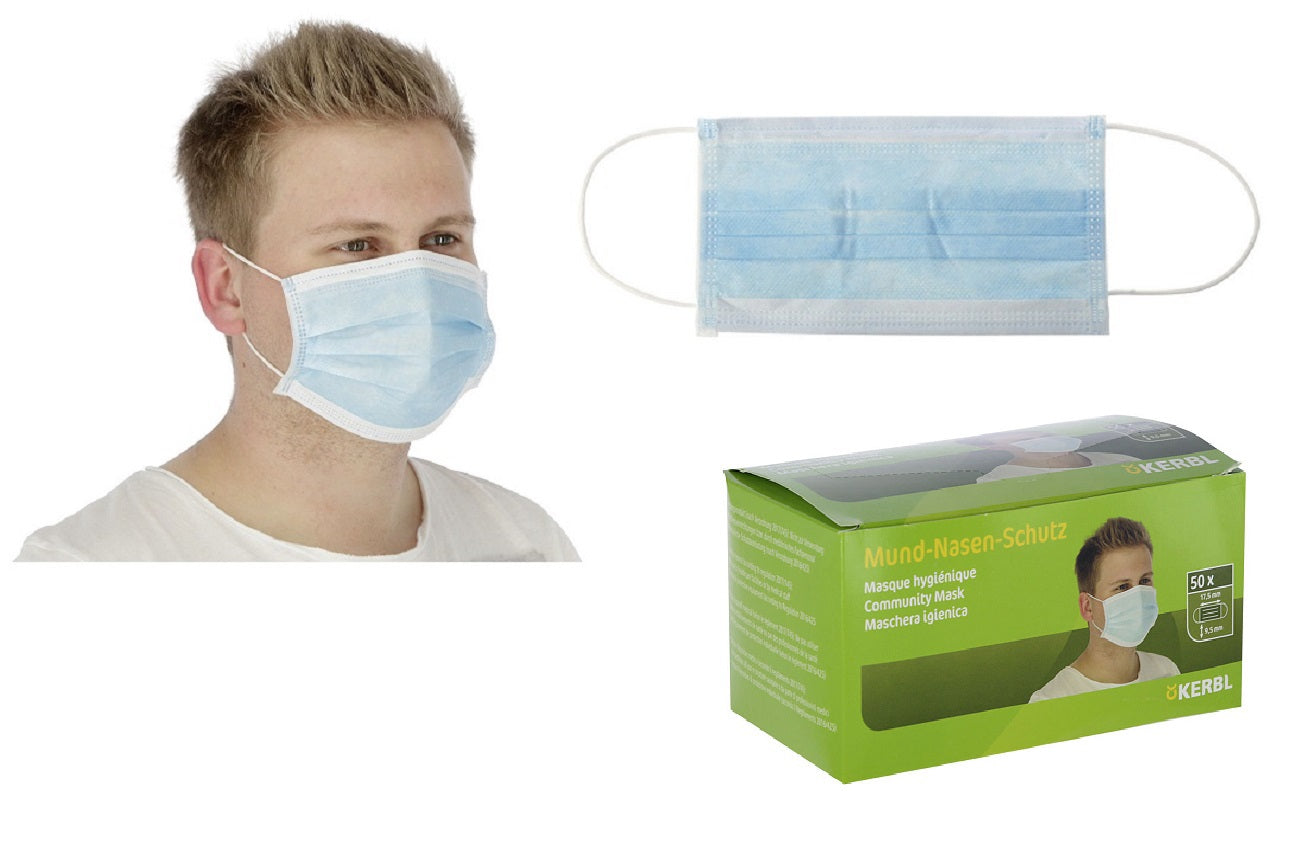Masque médical buccal et nasal bleu type II R 3 couches %c3%a0 50 pcs